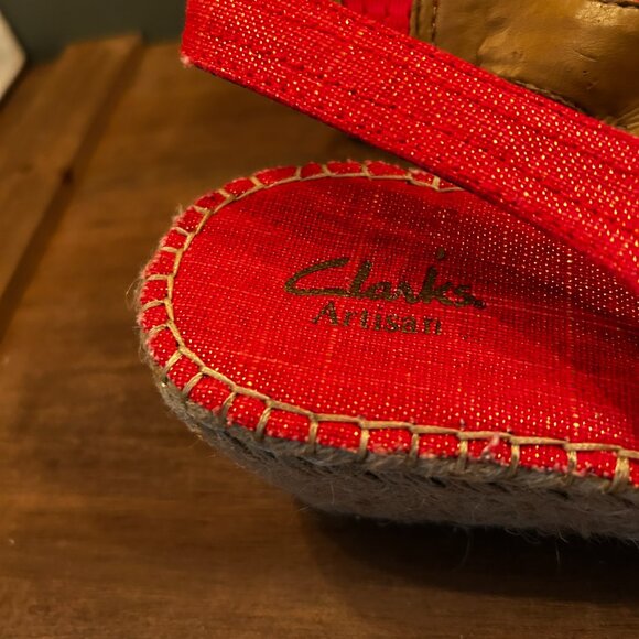 Clarks Artisan Womens Pink Slingback Wedge Sandals Size 9.5M - Picture 5 of 8